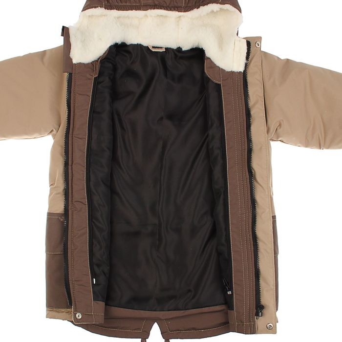 Парка для мальчика, рост 116 см (30), цвет бежевый ДД-0623