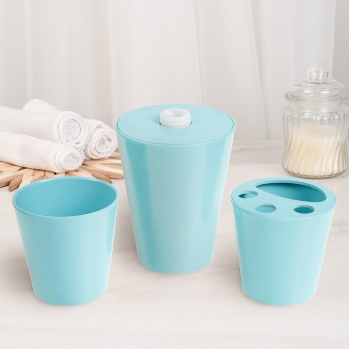 Набор для ванной "Нежность" 4 предмета, синий УЦЕНКА