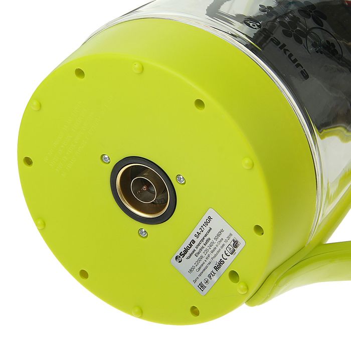 Чайник электрический Sakura SA-2710GR, 1850-2200 Вт, 1.7 л, стеклянный, подсветка
