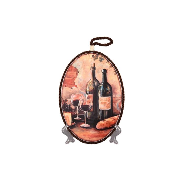 Подставка под горячее "Натюрморт с вином", овал 13 х 19 см