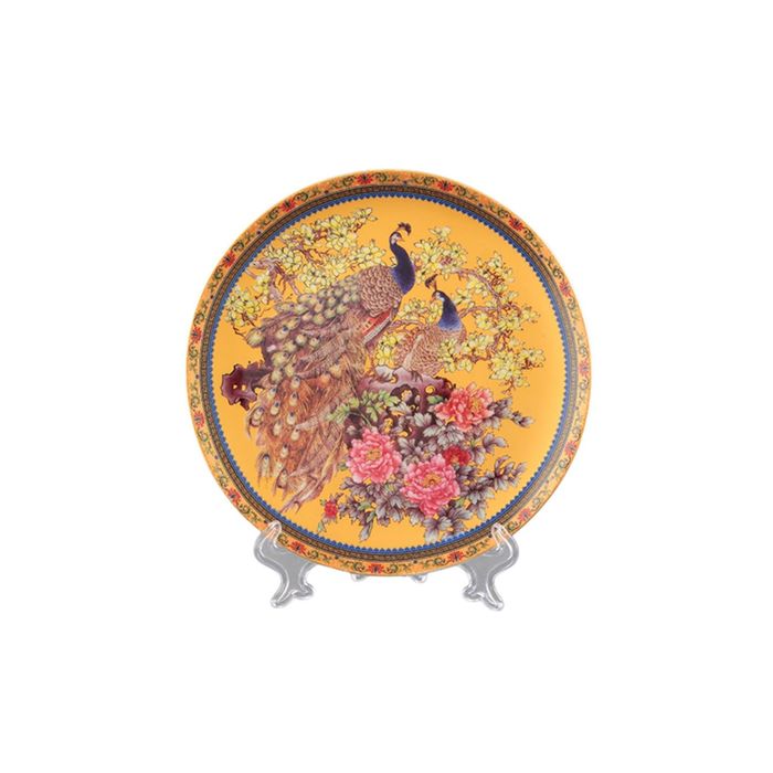 Тарелка декоративная 18 см., "Павлин золотой"