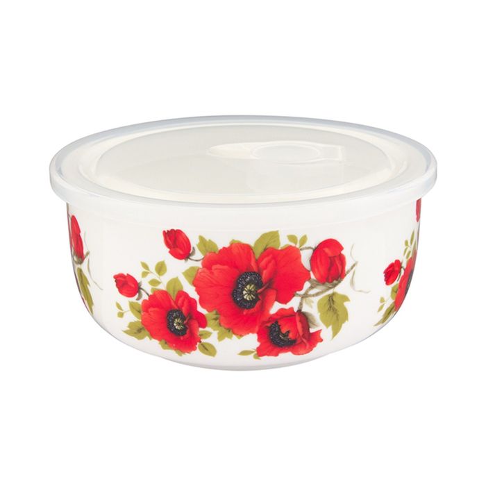 Салатник "Маки", пластиковая крышка, 15 х 15 х 7 см, 910 мл