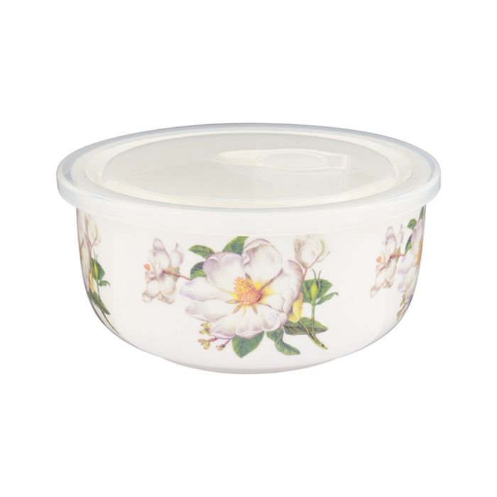 Салатник "Белый шиповник", пластиковая крышка, 15 х 15 х 7 см, 910 мл
