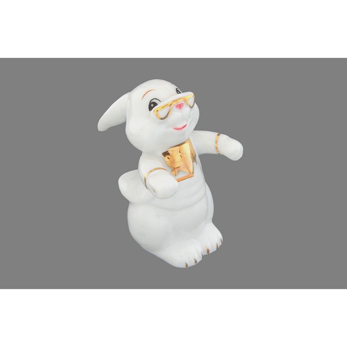 Фигурка декоративная "Зайка-дирижёр", белая, 5×5×8,5 см.