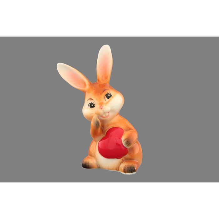 Фигурка декоративная "Зайка с сердцем", цветная, 5×4,5×9,5 см.