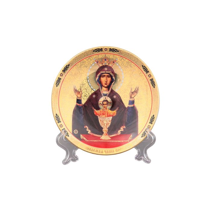 Тарелка декоративная "Пресвятая Богородица Неупиваемая Чаша", 12,5×12,5×2 см.