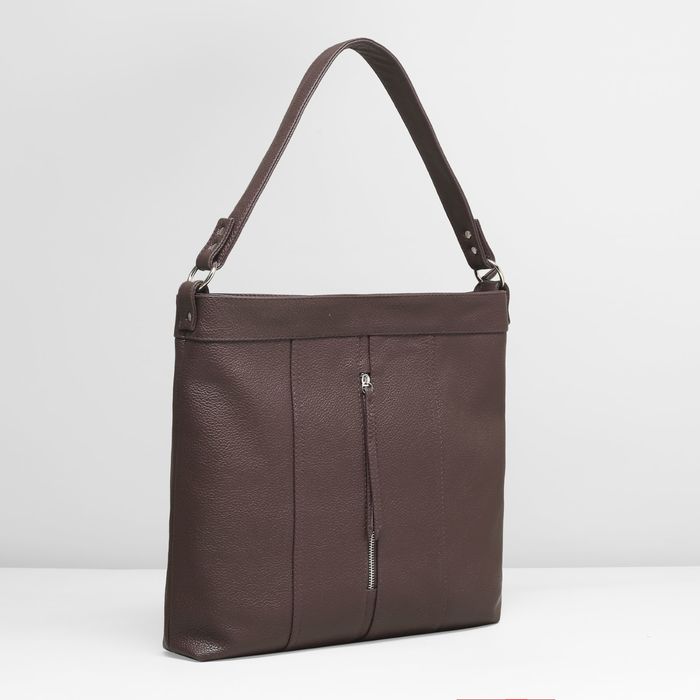 Сумка женская на молнии, 1 отдел, наружный карман, цвет коричневый