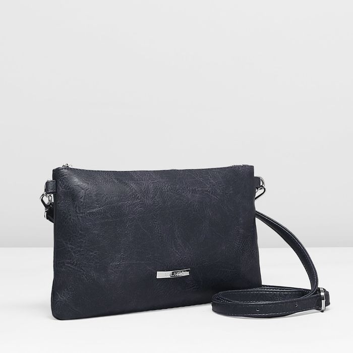 Сумка женская на молнии, 1 отдел, наружный карман, длинный ремень, цвет синий