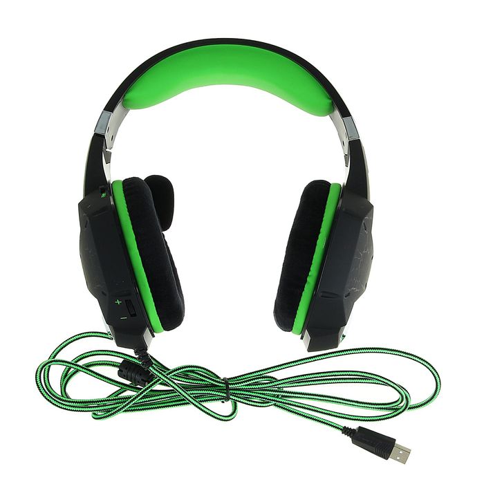 Гарнитура игровая Smartbuy RUSH TAIPAN, с подсветкой, чёрно-зелёная