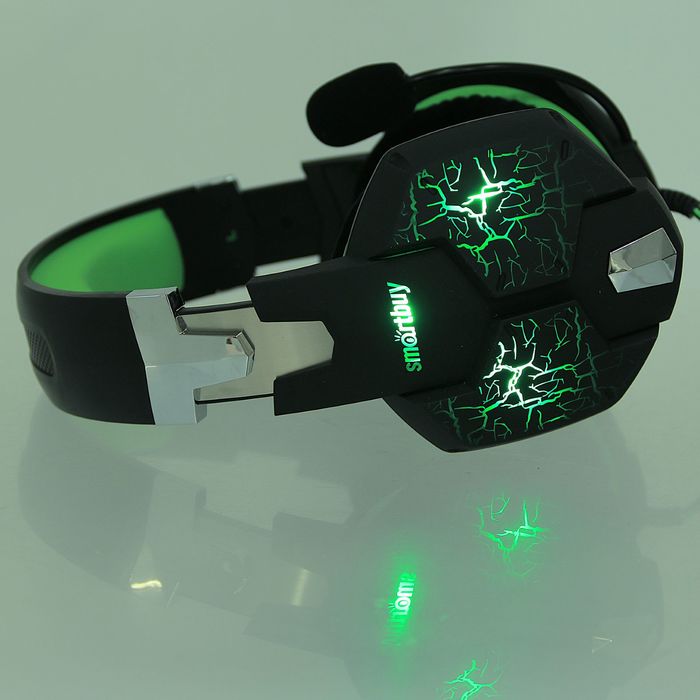 Гарнитура игровая Smartbuy RUSH TAIPAN, с подсветкой, чёрно-зелёная