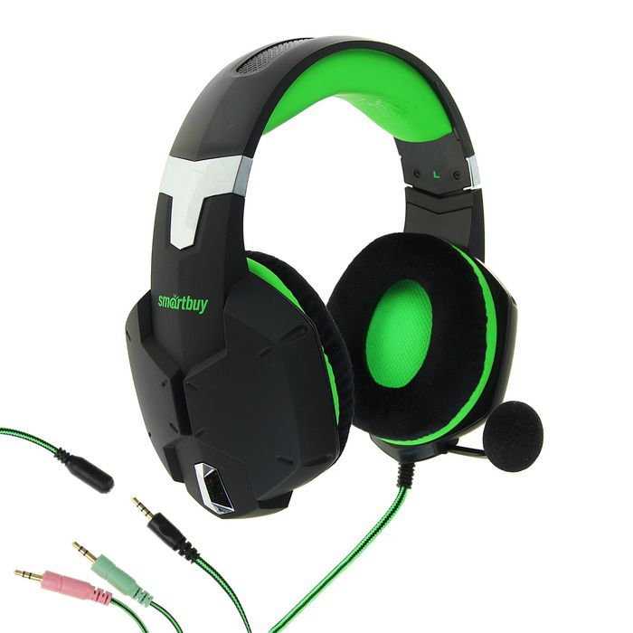 Гарнитура игровая Smartbuy RUSH VIPER, чёрно-зелёная