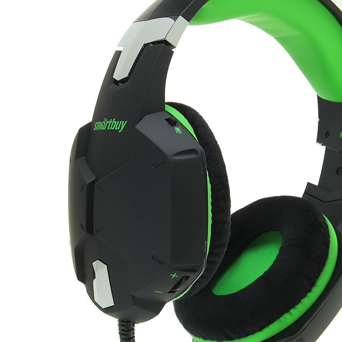 Гарнитура игровая Smartbuy RUSH VIPER, чёрно-зелёная