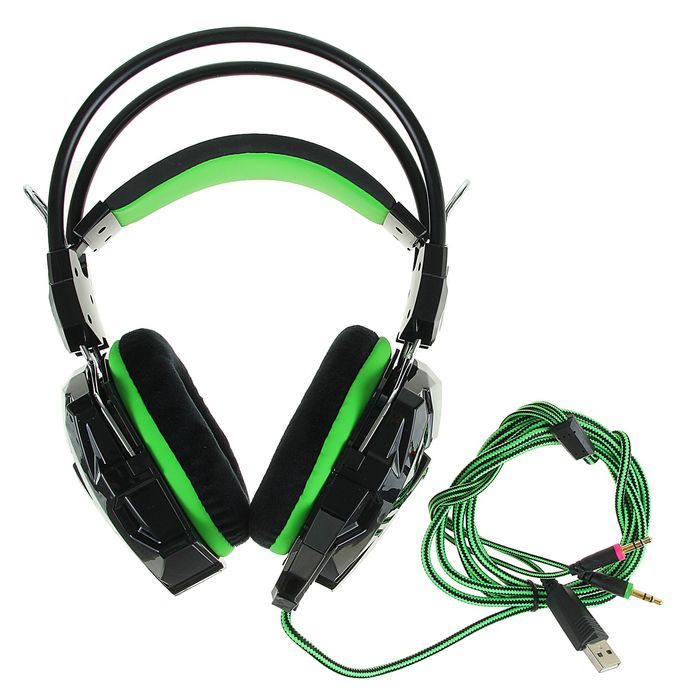 Гарнитура игровая Smartbuy RUSH COBRA, чёрно-зелёная