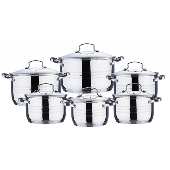 Набор кастрюль Wellberg, 12 предметов, 2,1 л, 2,9 л, 2,9 л, 3,9 л, 3,9 л, 6,5 л