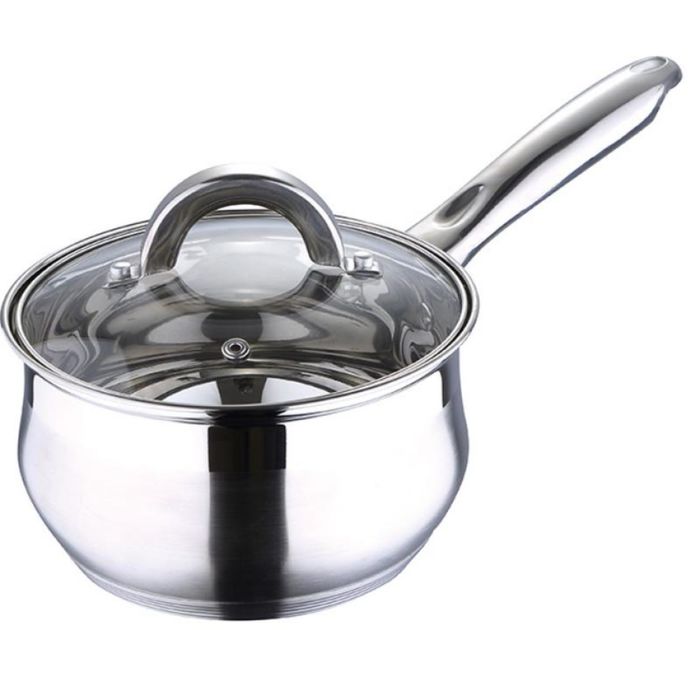 Ковш Wellberg со стеклянной крышкой, 1,7 л, нержавеющая сталь, индукция