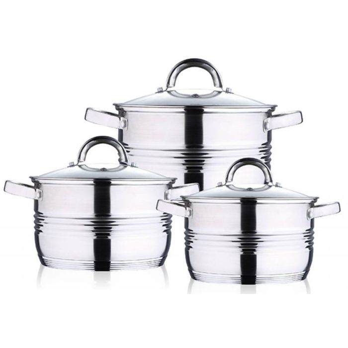 Набор кастрюль Wellberg, 6 принадлежностей, нержавеющая сталь, индукционное дно