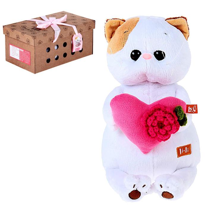 Мягкая игрушка "Кошечка Ли-Ли" с розовым сердечком, 27 см