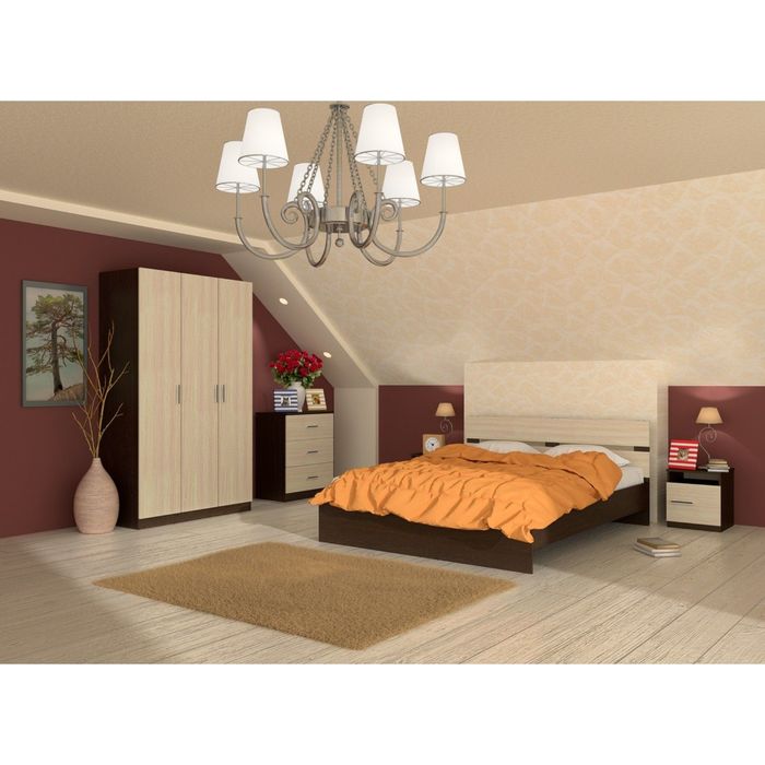 Кровать 140 с орт.основанием ЭКО СТИЛЬ венге/дуб млечный