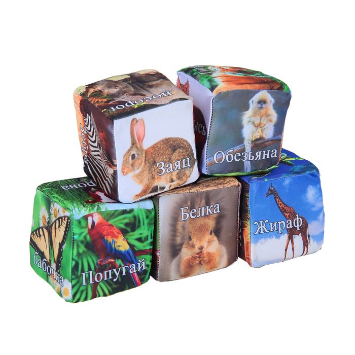 Мягкая игрушка-антистресс "Кубики Животные" набор, 8 см
