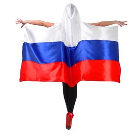 

Накидка взрослая "Триколор" с капюшоном
