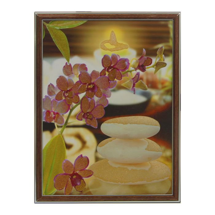 Картина "Сиреневые цветы у камней"