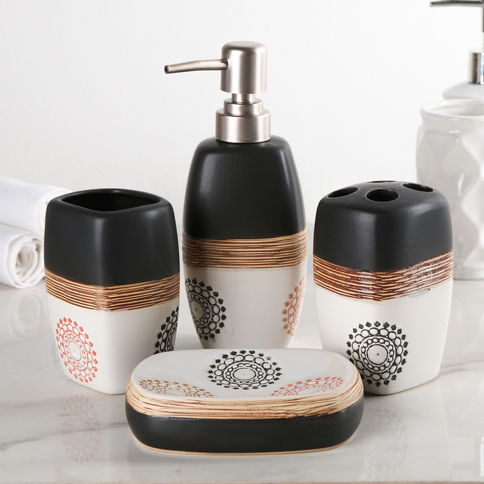 Набор аксессуаров для ванной комнаты, 4 предмета "Каменные розы"