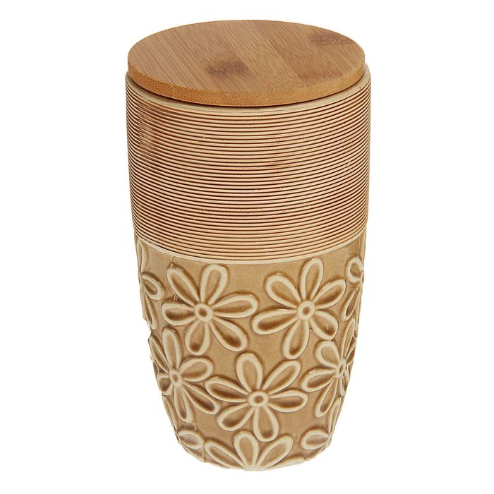 Банка для специй 950 мл "Ромашка" 10х10х18 см, цвет бежевый