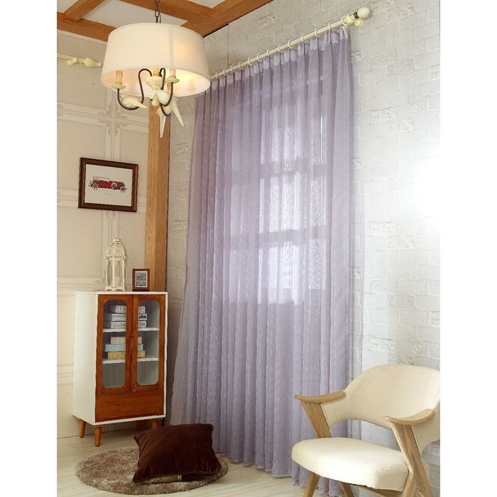 Тюль, размер 400х230 см, цвет бледно-лиловый