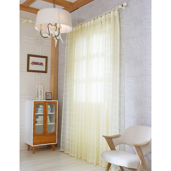 Тюль, размер 200х250 см, цвет кремово-жёлтый
