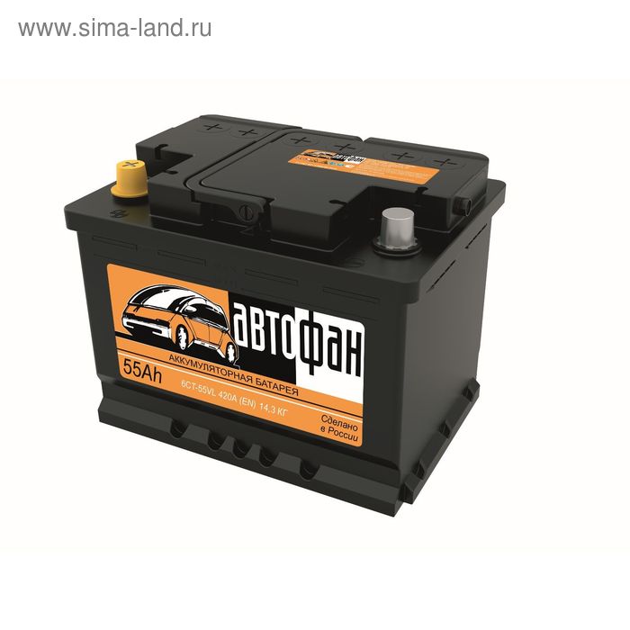 Аккумуляторная батарея Автофан 55 А/ч - 6 СТ АПЗ, прямая полярность цена и фото