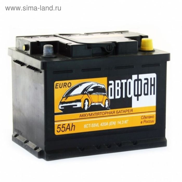 Аккумуляторная батарея Автофан 55 А/ч - 6 СТ АПЗ, обратная полярность аккумуляторная батарея автофан 60 а ч 6 ст апз прямая полярность