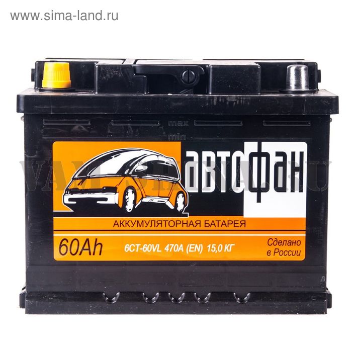 Аккумуляторная батарея Автофан 60 А/ч - 6 СТ АПЗ, прямая полярность аккумуляторная батарея 60 в 12 а ч 60 в 12 а ч 16s 4p