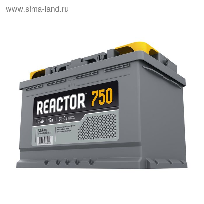 Аккумуляторная батарея REACTOR 75 А/ч - 6 СТ АПЗ, прямая полярность