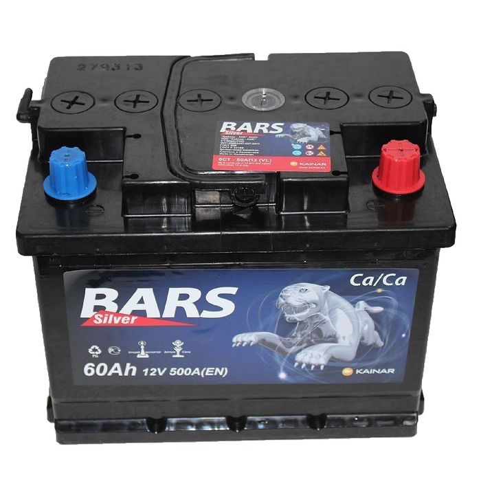 Аккумуляторная батарея BARS Silver 60 А/ч - 6 СТ АПЗ, 060 251 0 120, обратная полярность