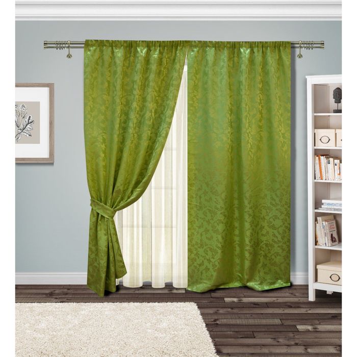 Комплект штор, размер 140х250 см-2 шт, тюль 350х250 см, 2 подхвата, гжель