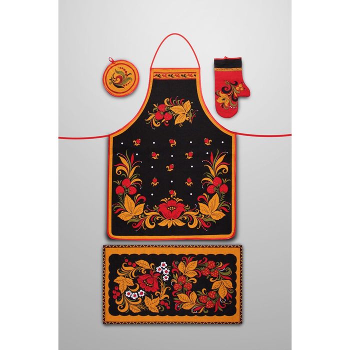 Набор кухонный: фартук, варежка, прихватка, полотенце
