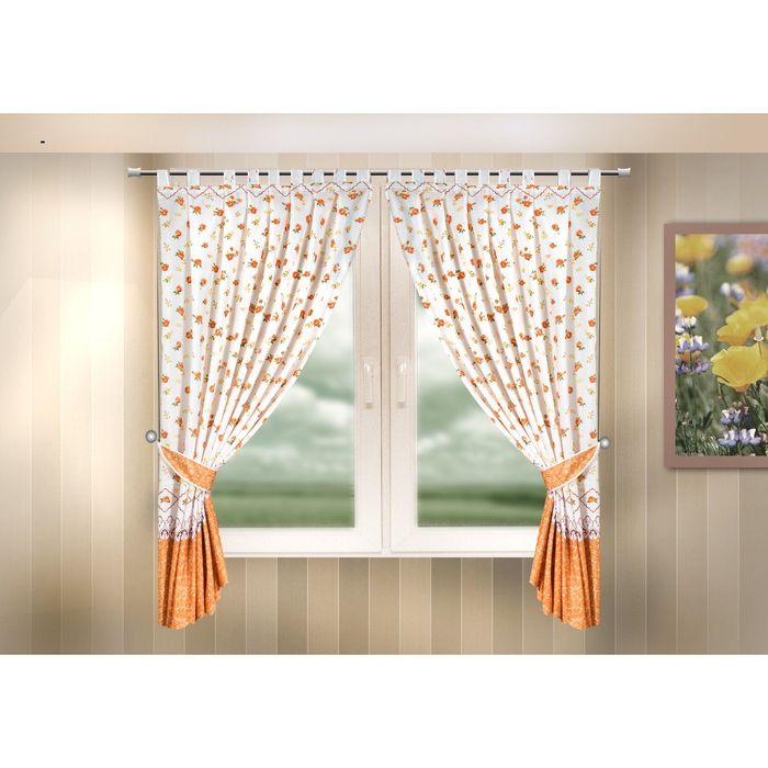 Шторы кухонные, размер 140х170 см, 2 подхвата