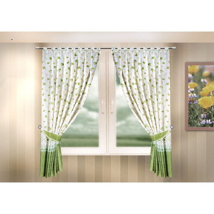 Шторы кухонные, размер 140х170 см, 2 подхвата