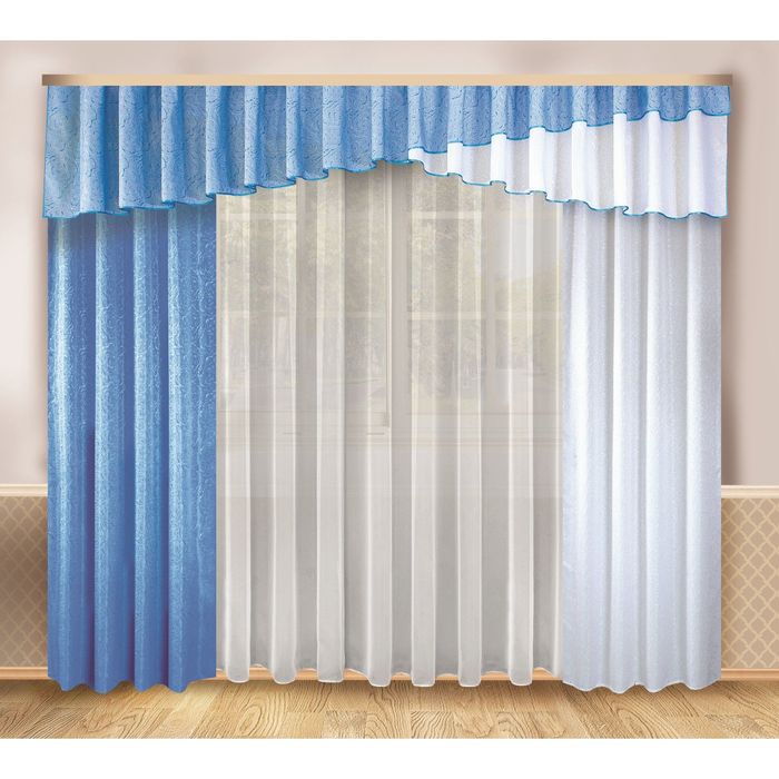 Комплект штор, размер 138х250 см-2 шт, тюль 500х250 см, ламбрекен 55х550 см