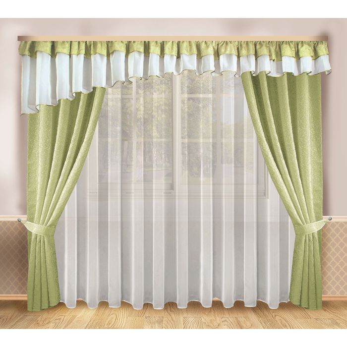 Комплект штор, размер 138х250 см-2 шт, тюль 250х400 см, ламбрекен 70х560 см