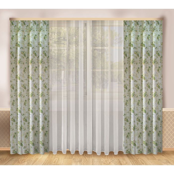 Комплект штор, размер 138х250 см-2 шт, тюль 290х250 см