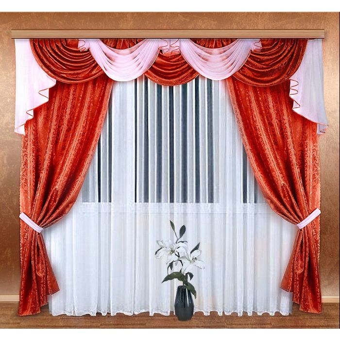 Комплект штор "Вдохновение", 250х140 см-2 шт., 500х250 см, бордо 019Б