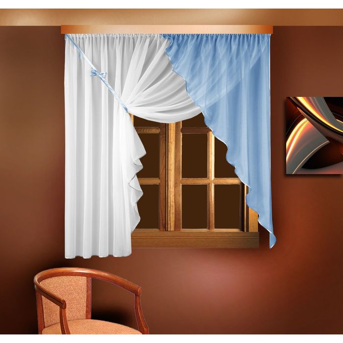 Штора, размер 160х290 см, 1 подхват, цвет голубой