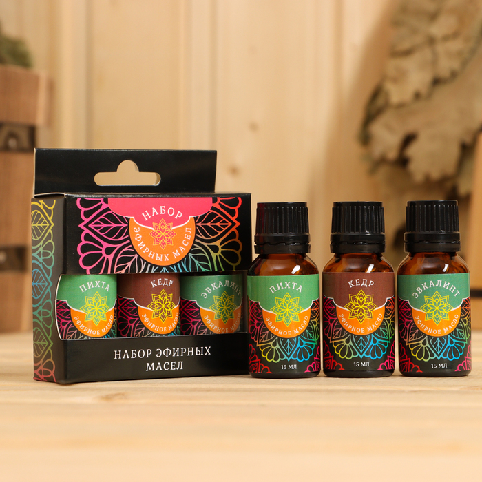 Набор эфирных масел "Кедр. Эвкалипт. Пихта" косметический, 3 шт по 17 мл