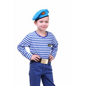 Детский костюм военного 'ВДВ', тельняшка, голубой берет, ремень, рост 122 см Ош