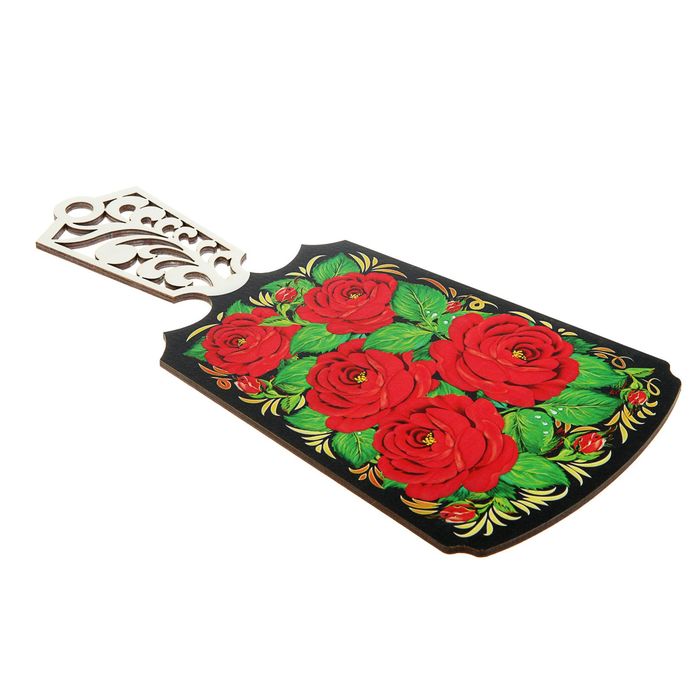Доска разделочная «Красная роза», с резной ручкой, 19×37 см