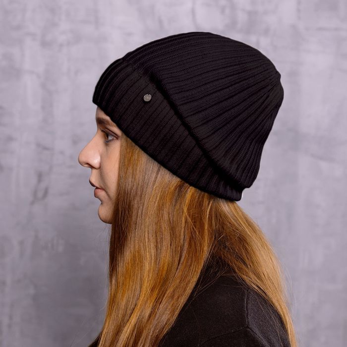 Шапка женская "Ю-ТЕН", размер 56-58, цвет черный 18049001