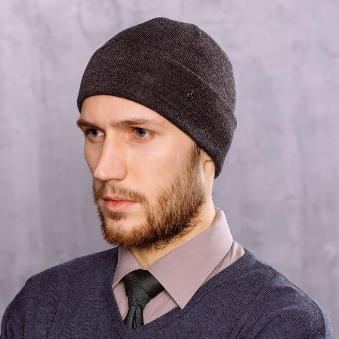 Шапка мужская "ГЕНРИ", размер 56-58, цвет темно-серый 1804005