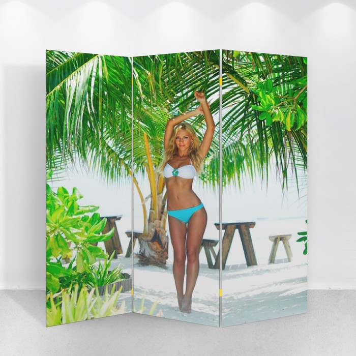 Ширма Девушка на пляже, 150 х 160 см силиконовый чехол на realme 5 pro девушка на пляже для реалми 5 про