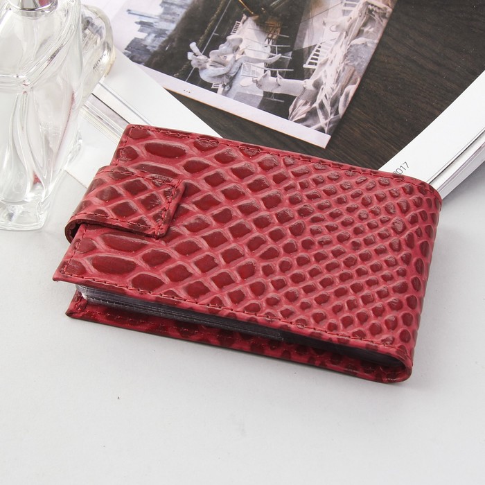 Визитница на кнопке, 1 ряд, цвет тёмно-малиновый